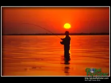 Computer screen wallpaper: Sunset fishing